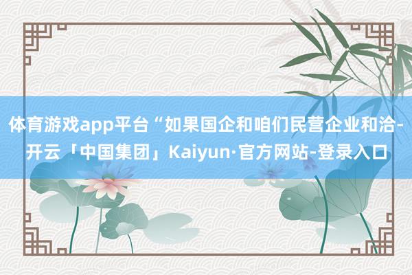 体育游戏app平台“如果国企和咱们民营企业和洽-开云「中国集团」Kaiyun·官方网站-登录入口