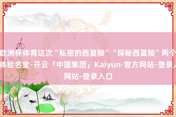 欧洲杯体育这次“私密的西夏陵”“探秘西夏陵”两个VR体验名堂-开云「中国集团」Kaiyun·官方网站-登录入口